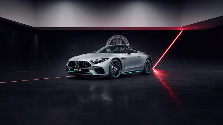2023 Mercedes Benz AMG SL 63 in silver.